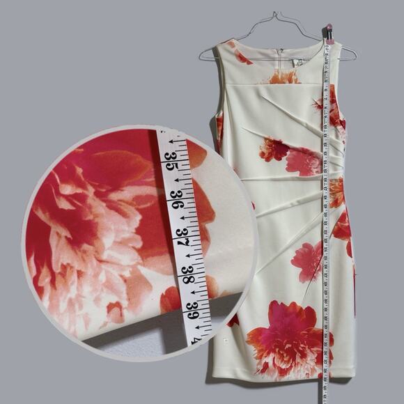 Calvin Klein Floral Scuba Knit Sheath Dress 10 Sunburst Bloomcore Party Wedding - Picture 12 of 14